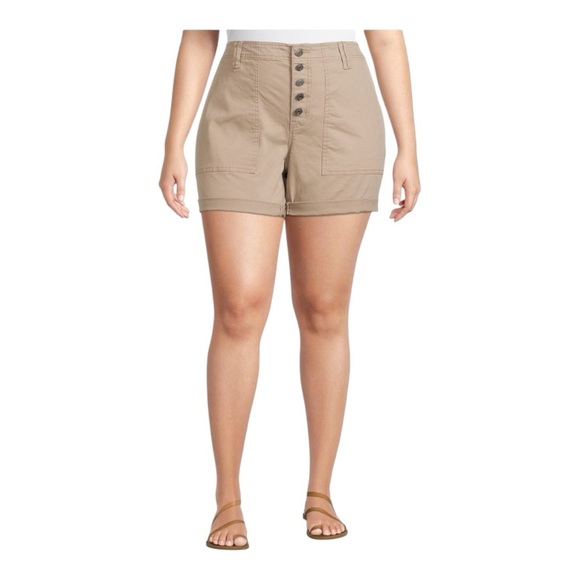 Terra Sky Tan Cuffed Button‎ Fly Utility Shorts 4 inch inseam
Plus Size 26W - Picture 2 of 7